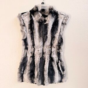 Women's Faux Fur Vest - Black and Gray